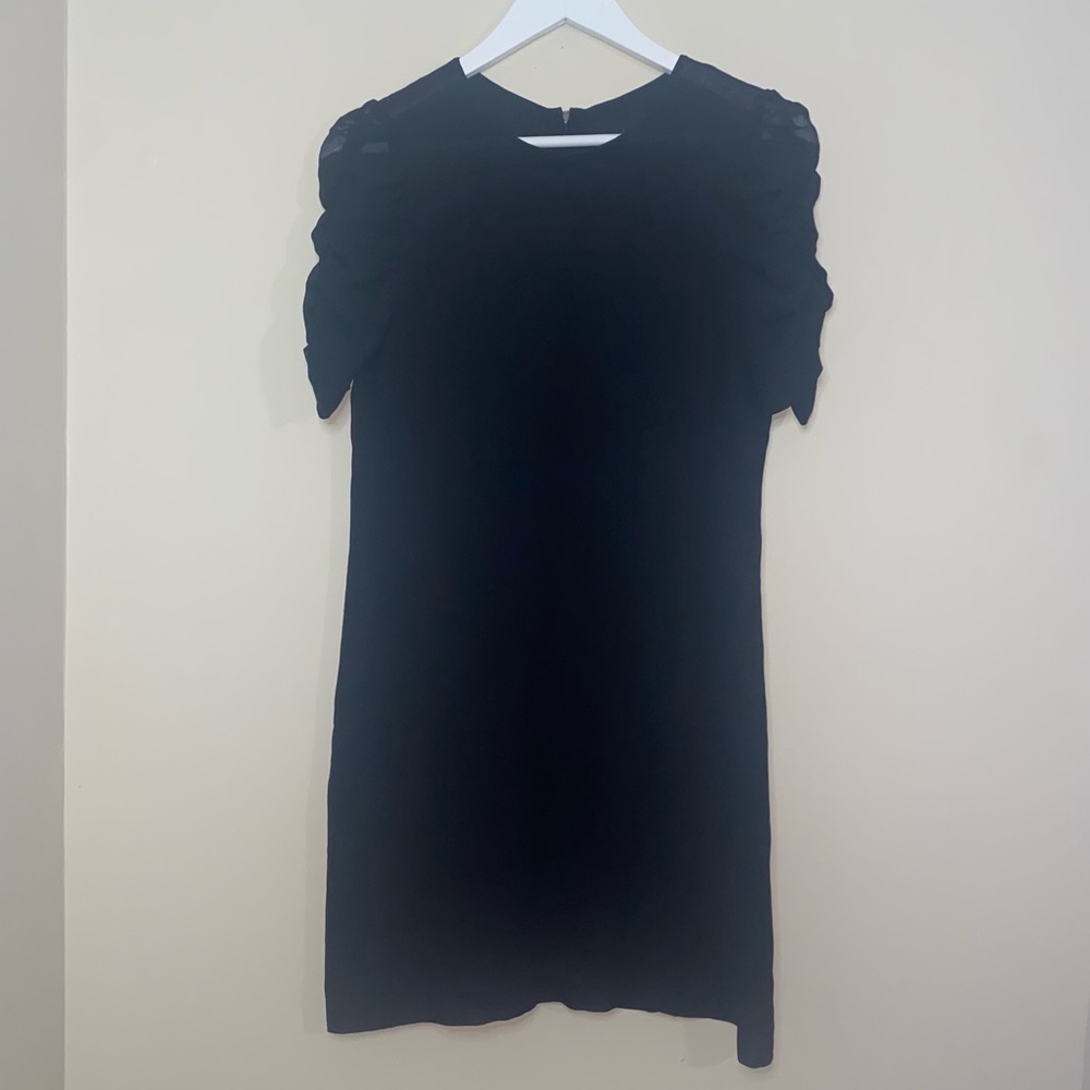 Theory Black 100% Silk  Avanon Short Sleeve Shift Dress